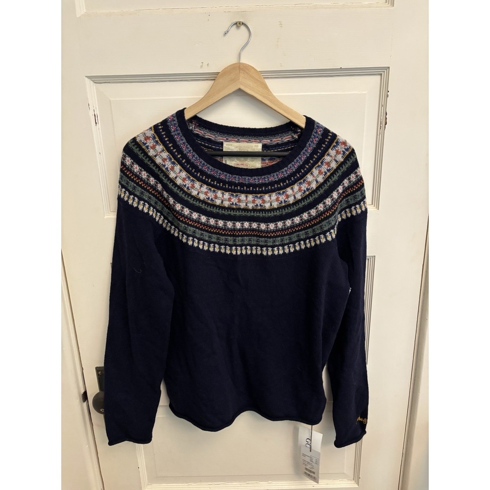 Bogner Fire & Ice Women's Navy Amelia Fair Isle Wool Sweater Size 10 New $229